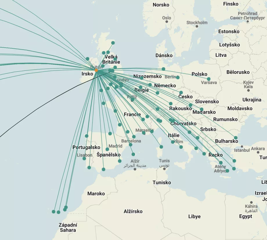 Χάρτης διαδρομής της Aer Lingus