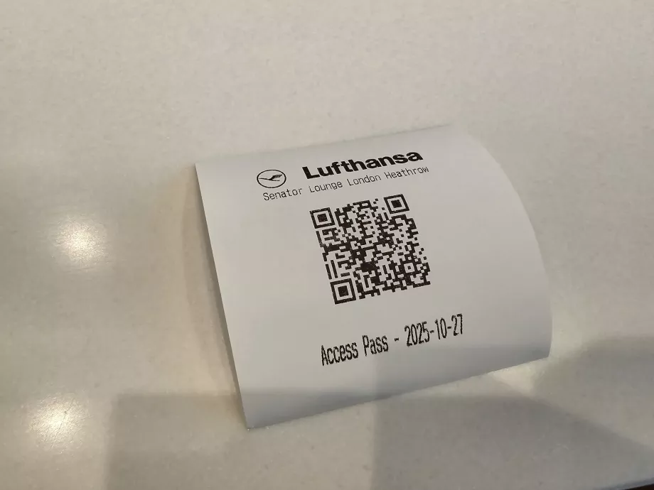 Barcode για την είσοδο στο Senator Lounge