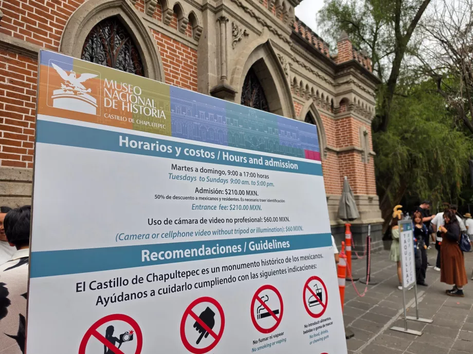Κάστρο Chapultepec, ώρες λειτουργίας και τιμοκατάλογος