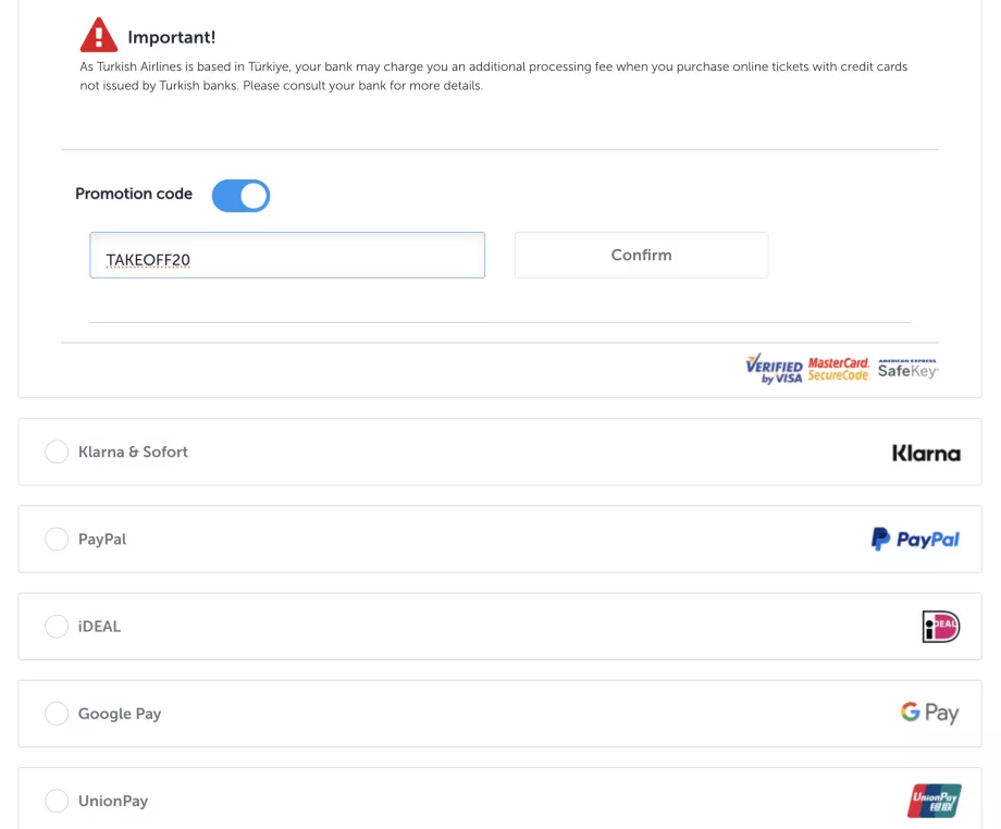 Κωδικός προσφοράς Turkish Airlines
