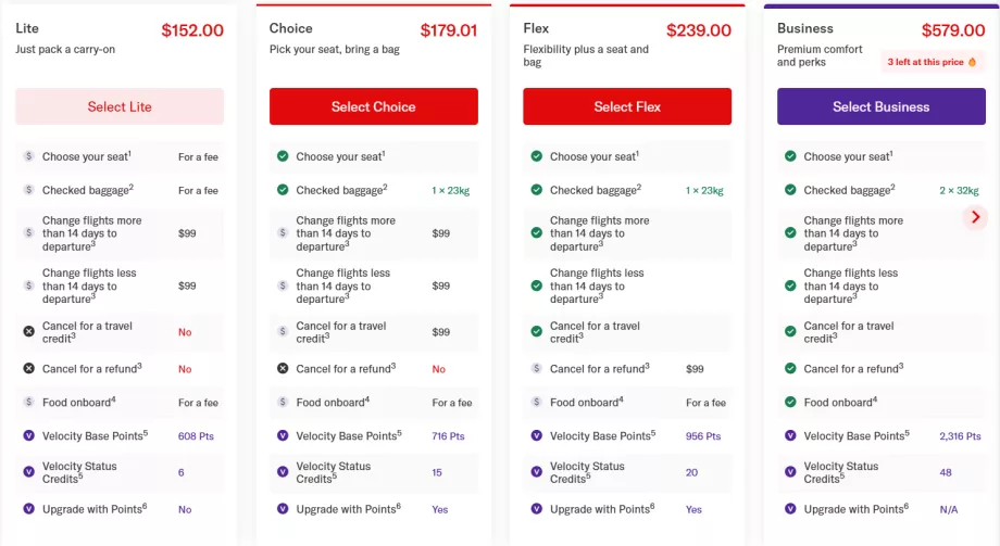 Ναύλοι Virgin Australia