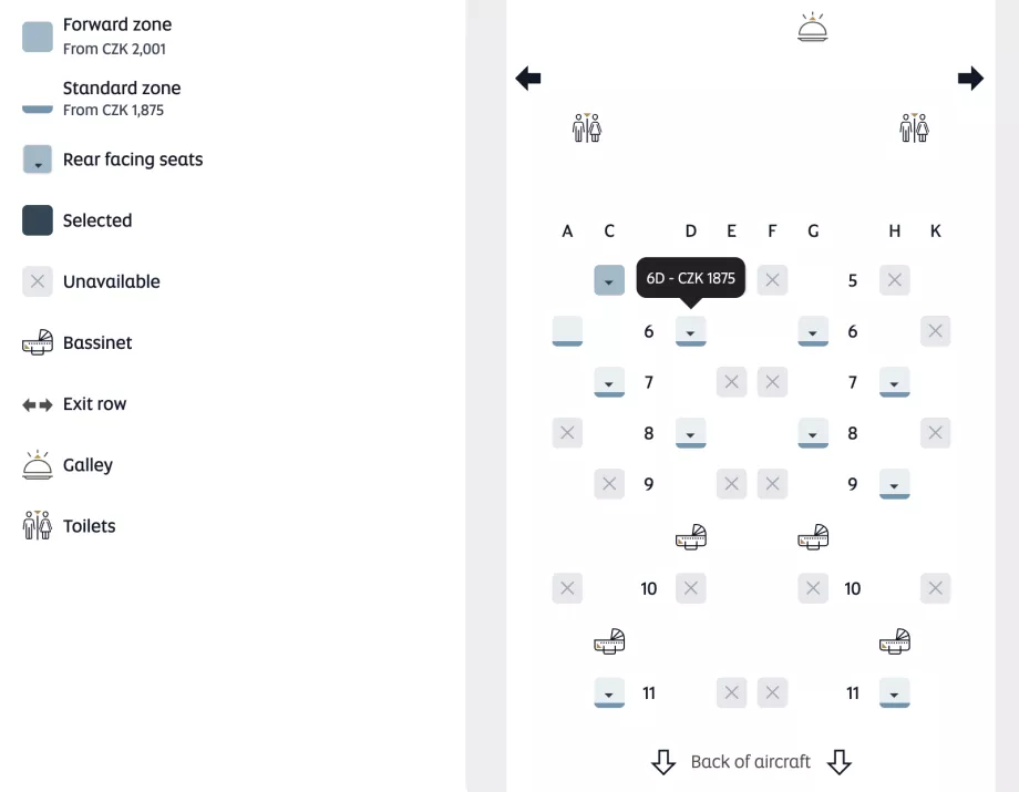 Χάρτης θέσεων και τιμή επιλογής θέσης