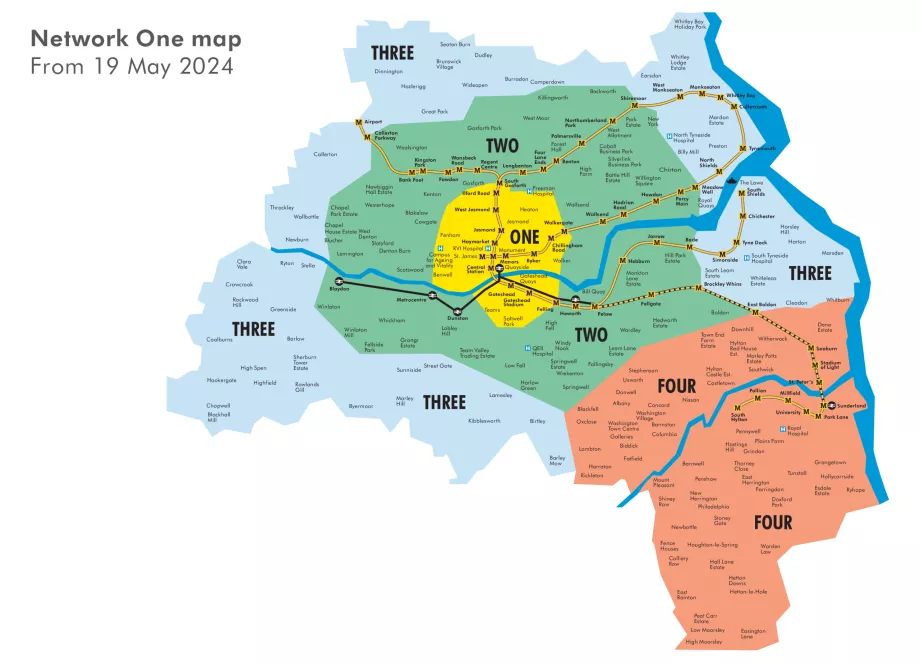 Tyne and Wear Χάρτης εισιτηρίων