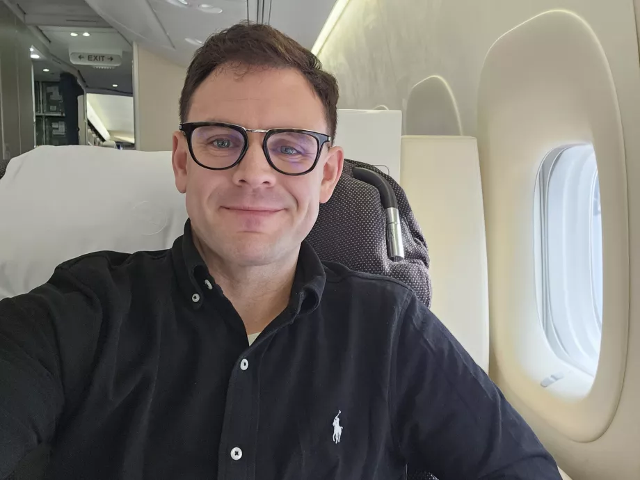 Εγώ στην πρώτη θέση της Lufthansa