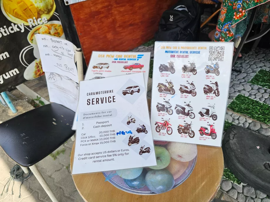 Τιμοκατάλογος ενοικίασης σκούτερ