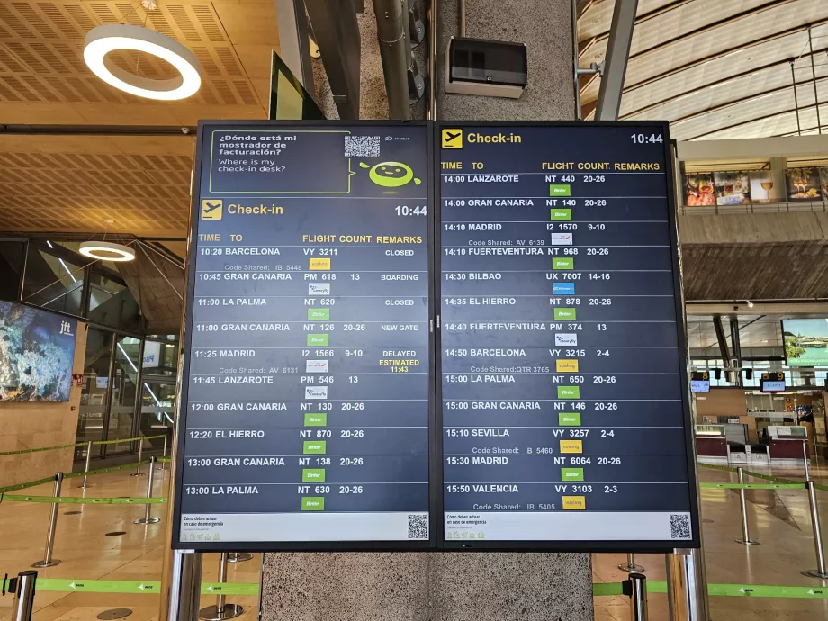Πίνακας αναχώρησης, αεροδρόμιο TFN