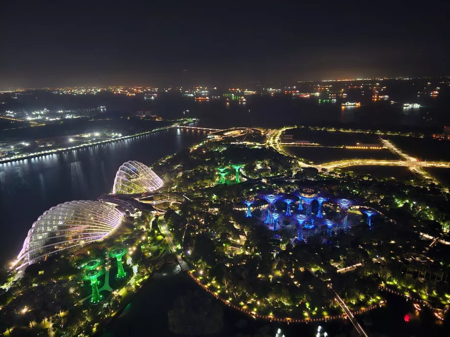 Νυχτερινή θέα των Gardens by the Bay