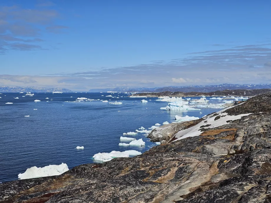 Πάγοι κοντά στο Ilulissat, θέα από το κίτρινο μονοπάτι