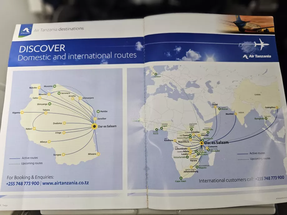 Χάρτης των προορισμών της Air Tanzania 2025