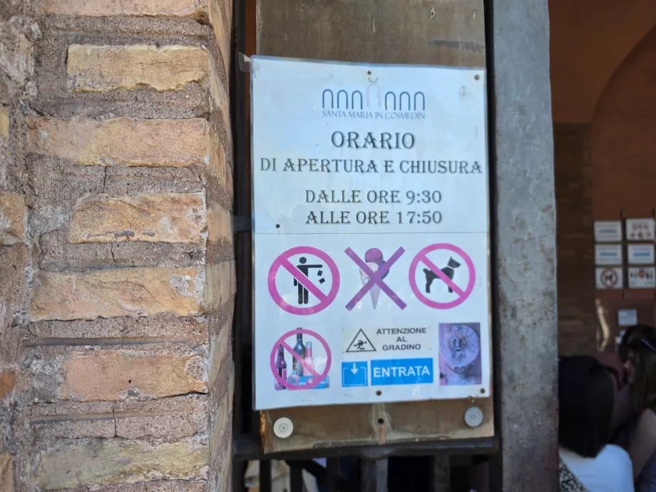 Ώρες λειτουργίας της Bocca della Verita
