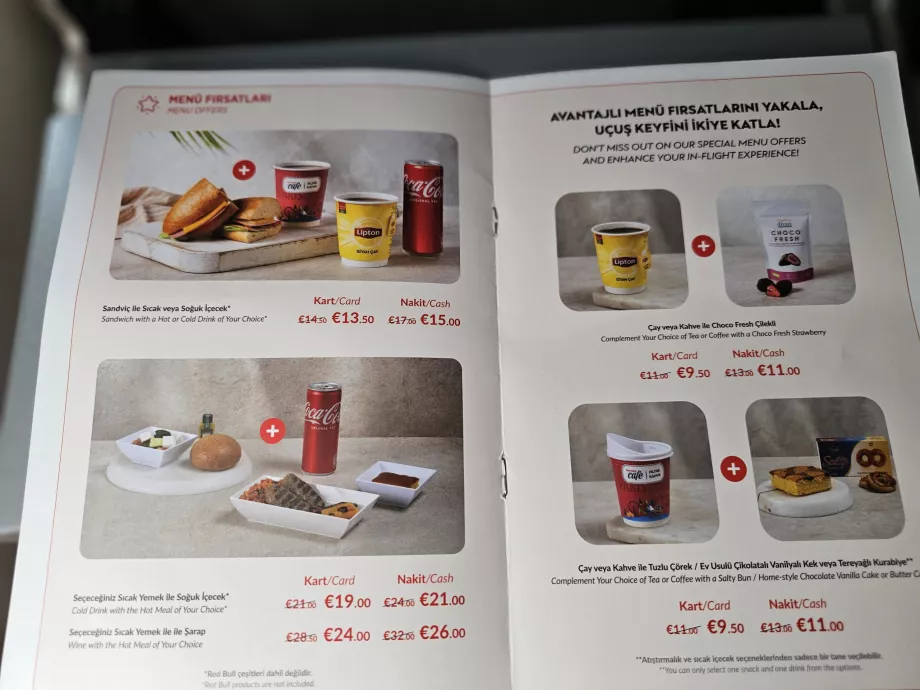 Μενού Pegasus Airlines